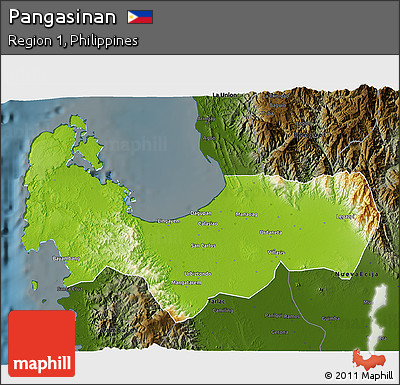Physical 3D Map of Pangasinan, darken