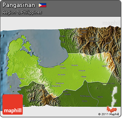 Physical 3D Map of Pangasinan, darken