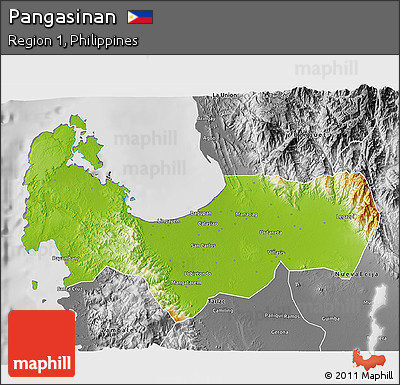Physical 3D Map of Pangasinan, desaturated