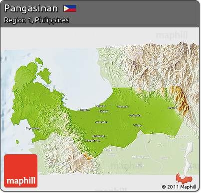 Physical 3D Map of Pangasinan, lighten
