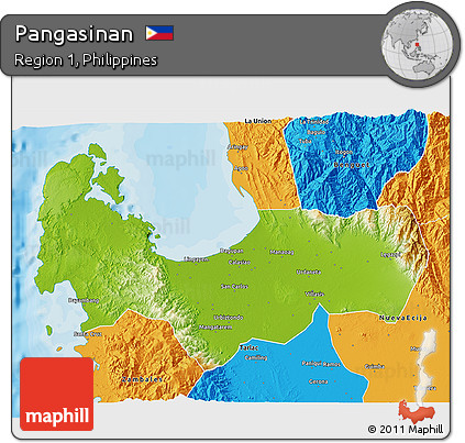 Physical 3D Map of Pangasinan, political outside