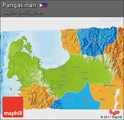 Physical 3D Map of Pangasinan, political outside