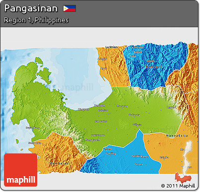 Physical 3D Map of Pangasinan, political outside