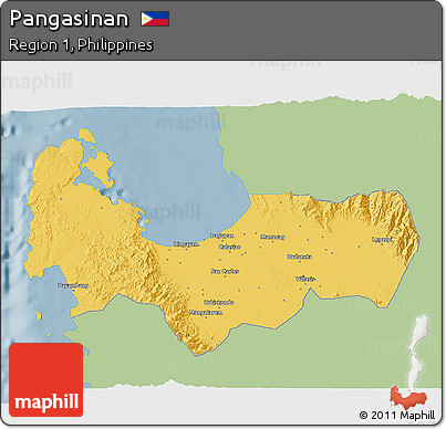 Savanna Style 3D Map of Pangasinan, single color outside
