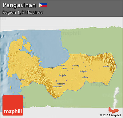 Savanna Style 3D Map of Pangasinan, single color outside