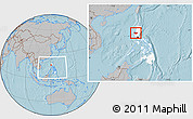 Gray Location Map of Pangasinan, highlighted country, within the entire country, hill shading