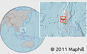 Gray Location Map of Pangasinan, highlighted parent region, hill shading