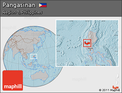 Gray Location Map of Pangasinan, hill shading