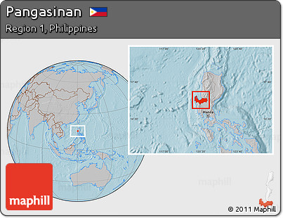 Gray Location Map of Pangasinan, hill shading