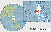Savanna Style Location Map of Pangasinan, highlighted country, hill shading