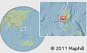 Savanna Style Location Map of Pangasinan, hill shading
