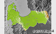 Physical Map of Pangasinan, darken, desaturated