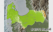 Physical Map of Pangasinan, darken, semi-desaturated