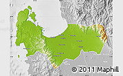 Physical Map of Pangasinan, lighten, desaturated