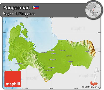 Physical Map of Pangasinan, single color outside