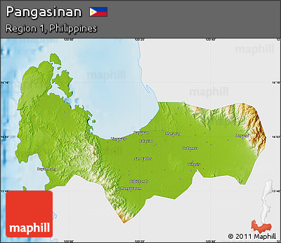 Physical Map of Pangasinan, single color outside
