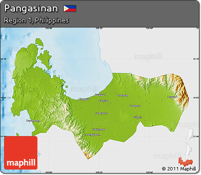 Physical Map of Pangasinan, single color outside