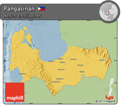 Savanna Style Map of Pangasinan, single color outside