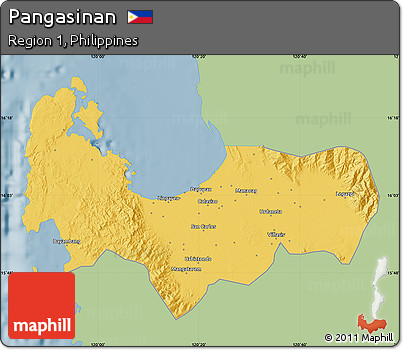 Savanna Style Map of Pangasinan, single color outside
