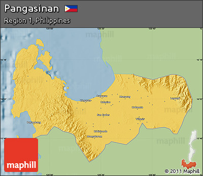 Savanna Style Map of Pangasinan, single color outside