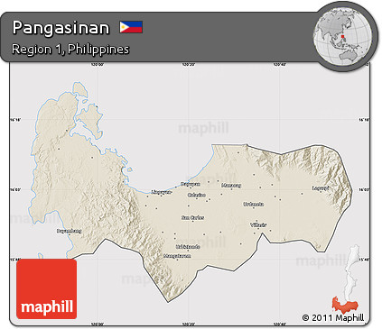 Shaded Relief Map of Pangasinan, cropped outside