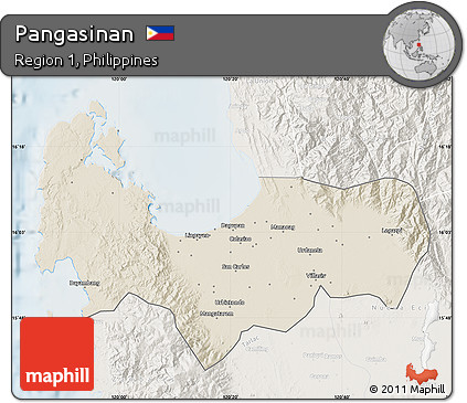 Shaded Relief Map of Pangasinan, lighten