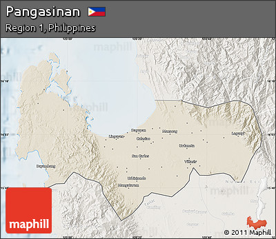 Shaded Relief Map of Pangasinan, lighten
