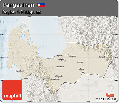 Shaded Relief Map of Pangasinan, lighten