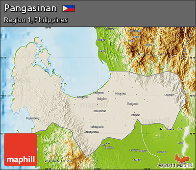 Shaded Relief Map of Pangasinan, physical outside