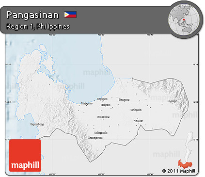 Silver Style Map of Pangasinan, single color outside