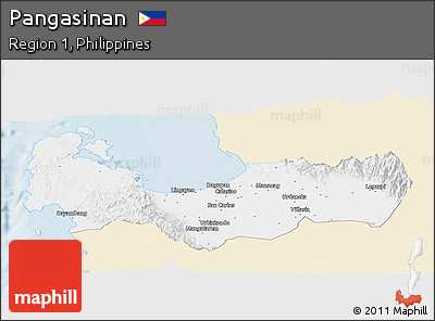 Classic Style Panoramic Map of Pangasinan, single color outside