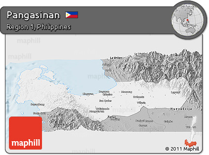 Gray Panoramic Map of Pangasinan