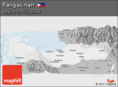 Gray Panoramic Map of Pangasinan