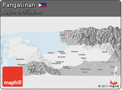 Gray Panoramic Map of Pangasinan