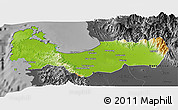 Physical Panoramic Map of Pangasinan, darken, desaturated