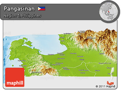 Physical Panoramic Map of Pangasinan