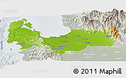 Physical Panoramic Map of Pangasinan, lighten, semi-desaturated