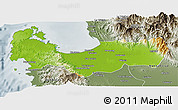 Physical Panoramic Map of Pangasinan, semi-desaturated