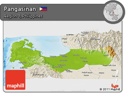 Physical Panoramic Map of Pangasinan, shaded relief outside