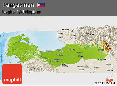 Physical Panoramic Map of Pangasinan, shaded relief outside