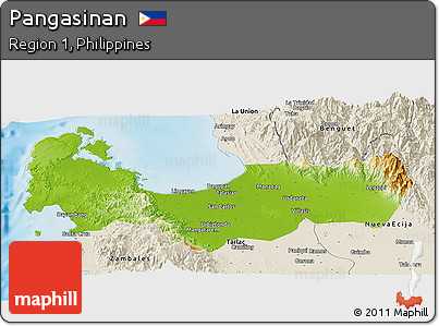 Physical Panoramic Map of Pangasinan, shaded relief outside