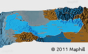 Political Panoramic Map of Pangasinan, darken