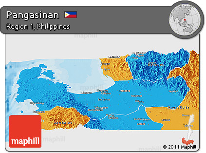 Political Panoramic Map of Pangasinan