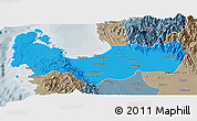 Political Panoramic Map of Pangasinan, semi-desaturated