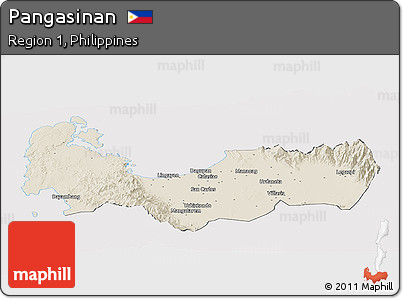 Shaded Relief Panoramic Map of Pangasinan, cropped outside