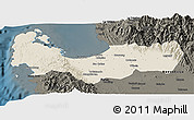 Shaded Relief Panoramic Map of Pangasinan, darken