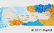 Shaded Relief Panoramic Map of Pangasinan, political outside