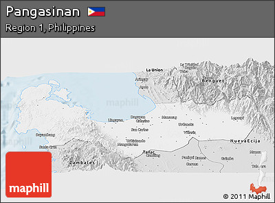 Silver Style Panoramic Map of Pangasinan