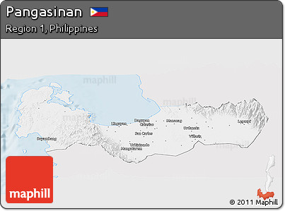 Silver Style Panoramic Map of Pangasinan, single color outside