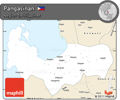 Classic Style Simple Map of Pangasinan